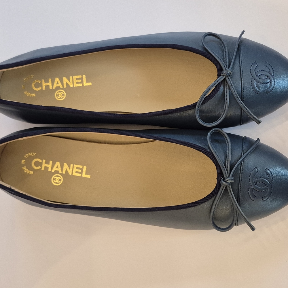 CHANEL Women's Shimmering Blue Loafers
